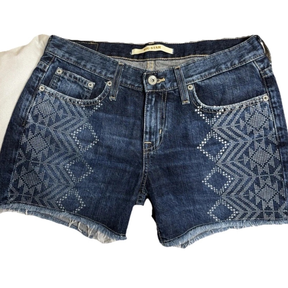 BIG STAR Cuttoff Denim Shorts Women's Size 27 Tribal Aztec Pattern